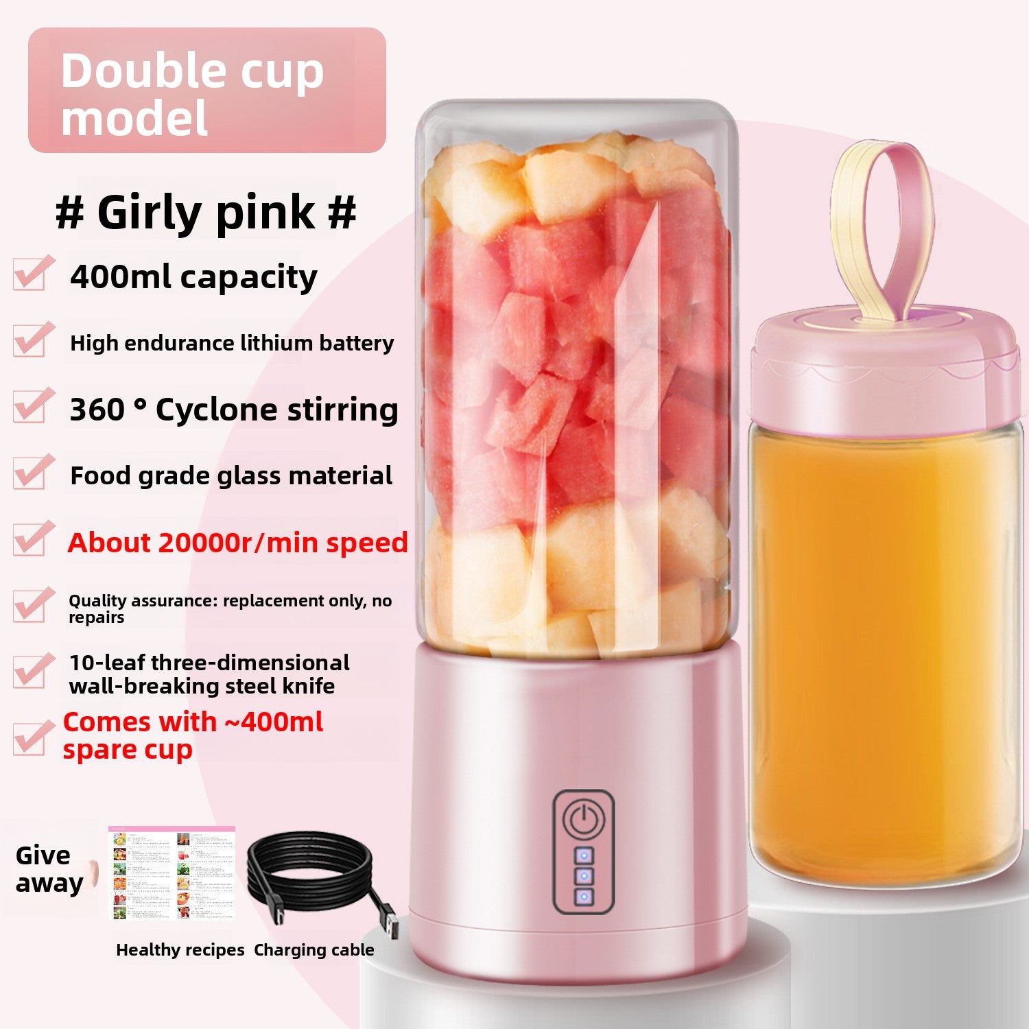 Portable rechargeable mini juicer cup