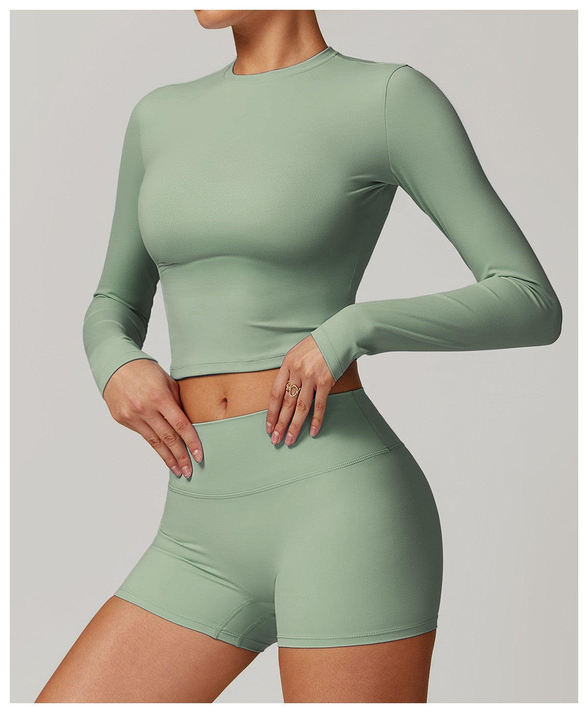 Women's Long Sleeve Yoga Top - Brushed Nylon Workout Shirt