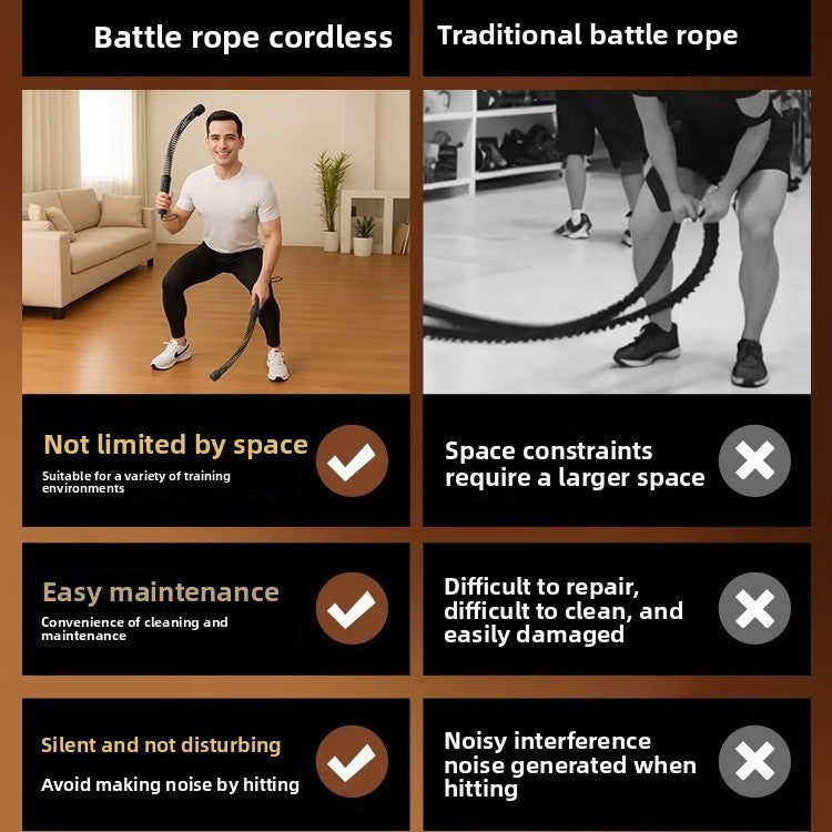 Cordless Battle Rope - Portable Strength Training Equipment for Home & Gym Workouts