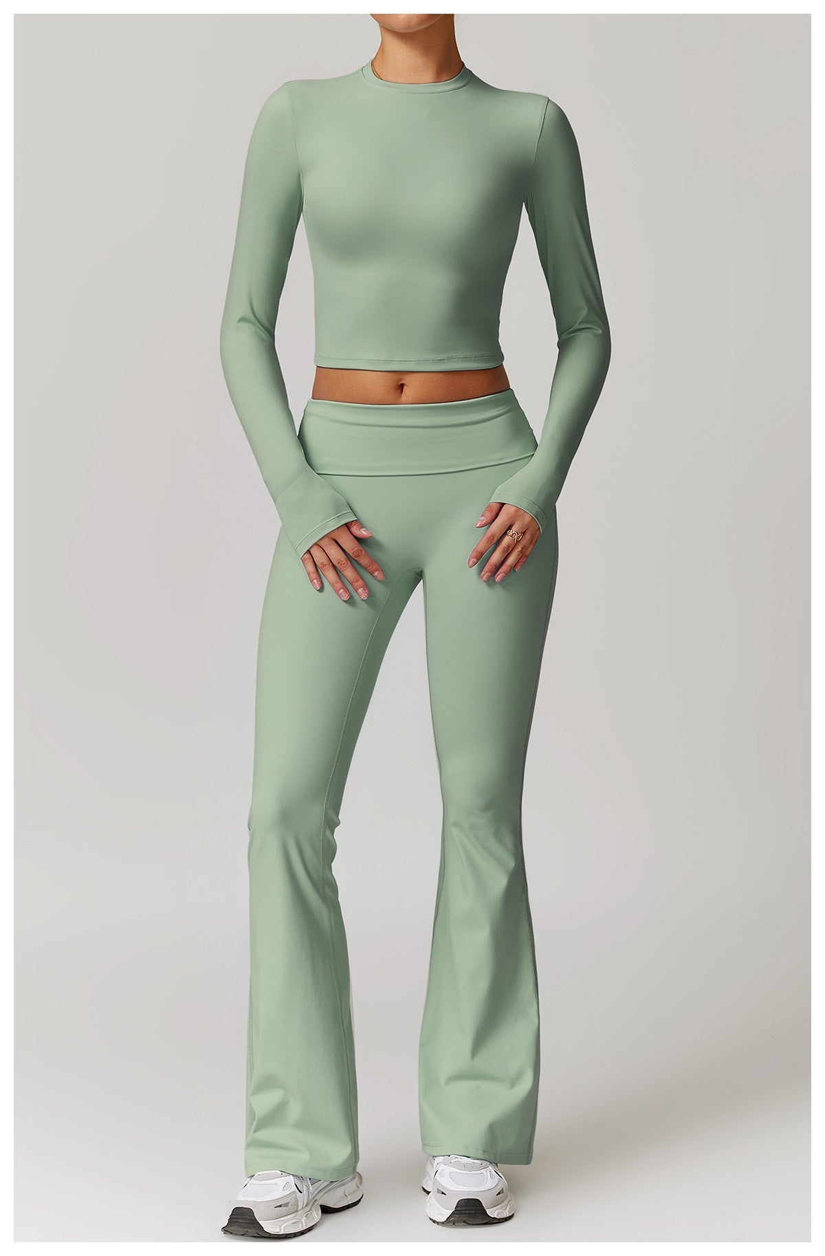 Women's Long Sleeve Yoga Top - Brushed Nylon Workout Shirt