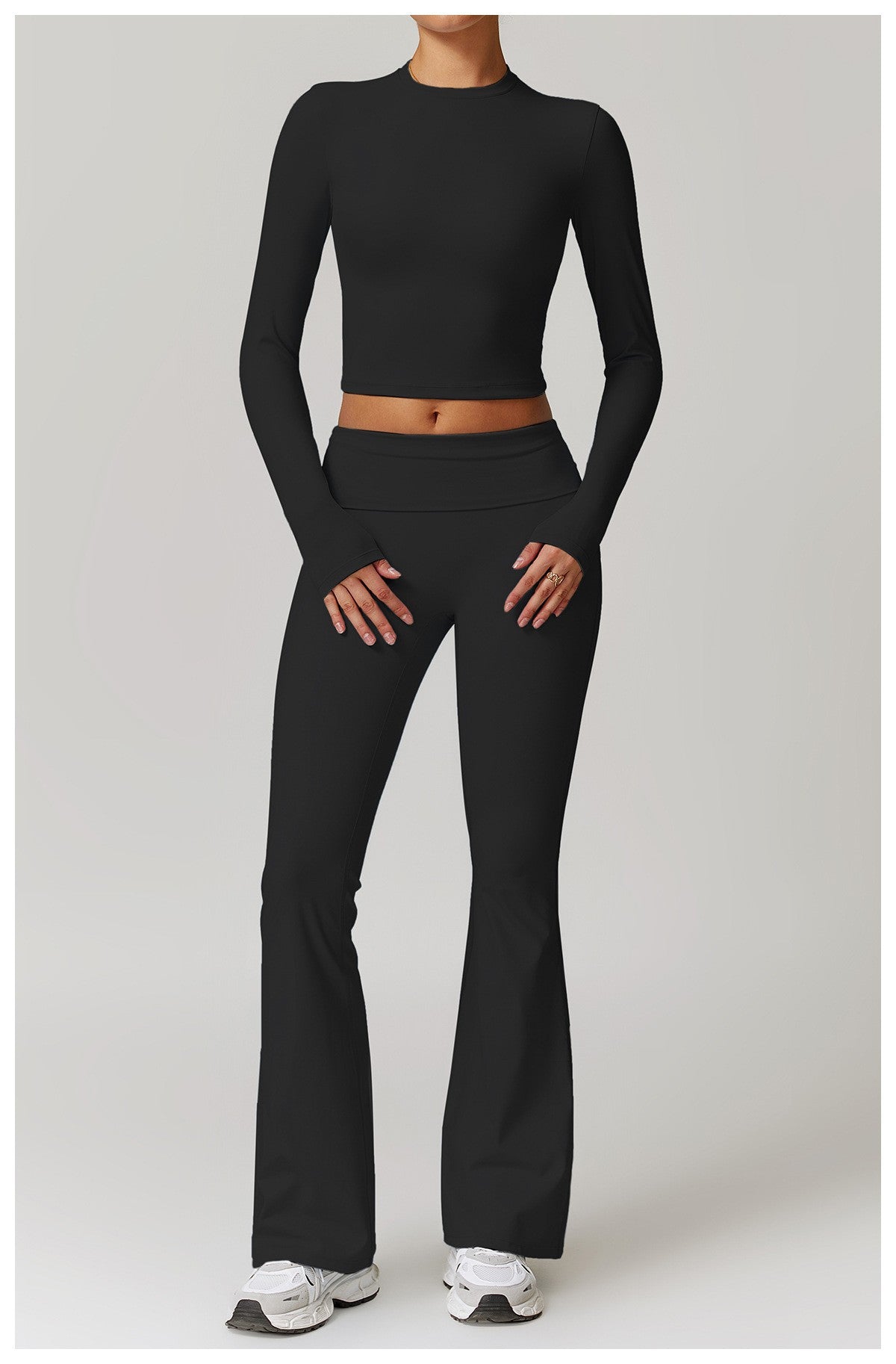 Women's Long Sleeve Yoga Top - Brushed Nylon Workout Shirt