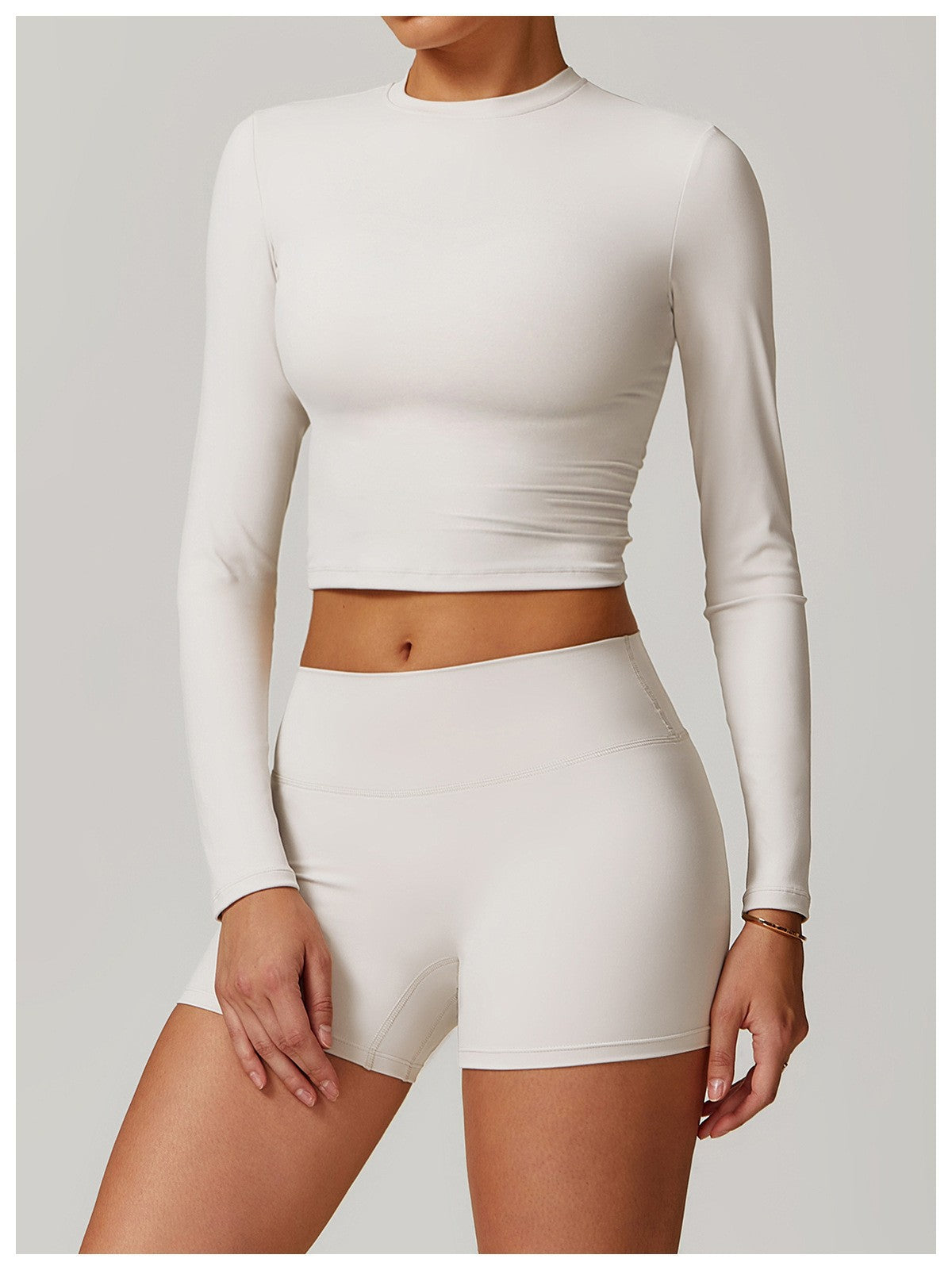 Women's Long Sleeve Yoga Top - Brushed Nylon Workout Shirt